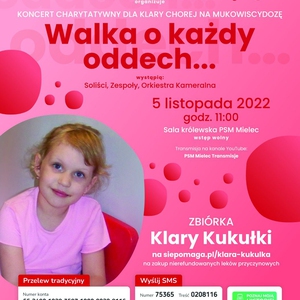 Koncert charytatywny  i zbiórka dla Klary Kukułki