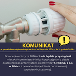 Informacja w sprawie bonu ciepłowniczego za okres od 1 stycznia 2026 r. do 31 grudnia 2026 r.